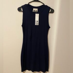 BLQ Basic Sleeveless Deep Navy Bodycon Dress Women’s M/L NWT